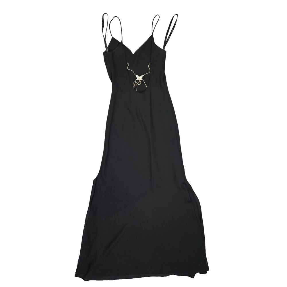 Vintage Niki Livas 90's Black Butterfly Evening Dress, 48" Long Made in USA